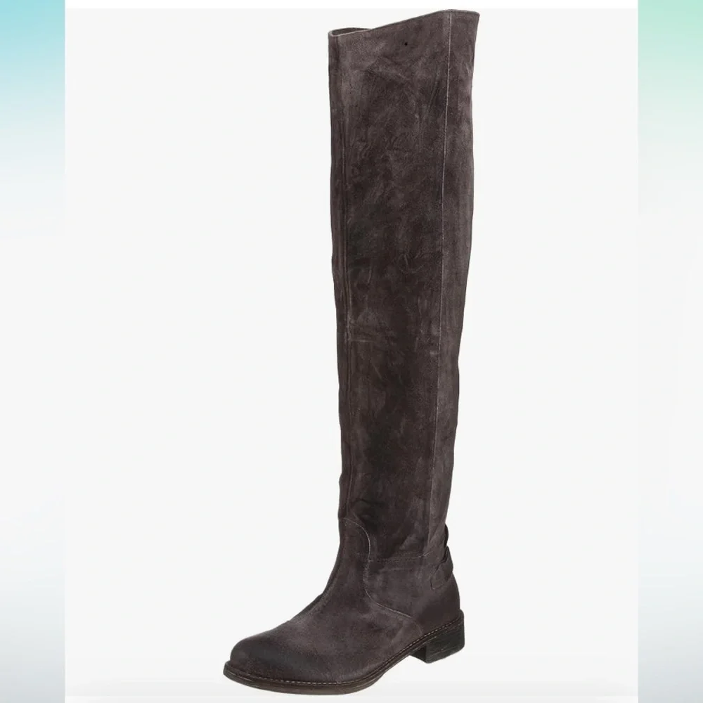 ANTHROPOLOGIE Boots BOUTIQUE 9 NICHOLA Tall Gray Brown Suede Leather Sizes 8